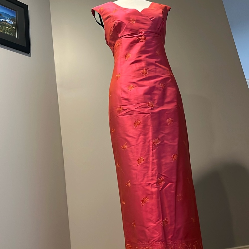 Finity Pink And Orange Embroidered Dress View 5